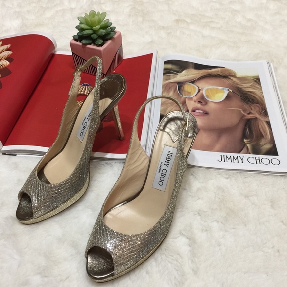 Jimmy Choo Shoes - Jimmy Choo Nova Glitter Platform Slingback Sandal